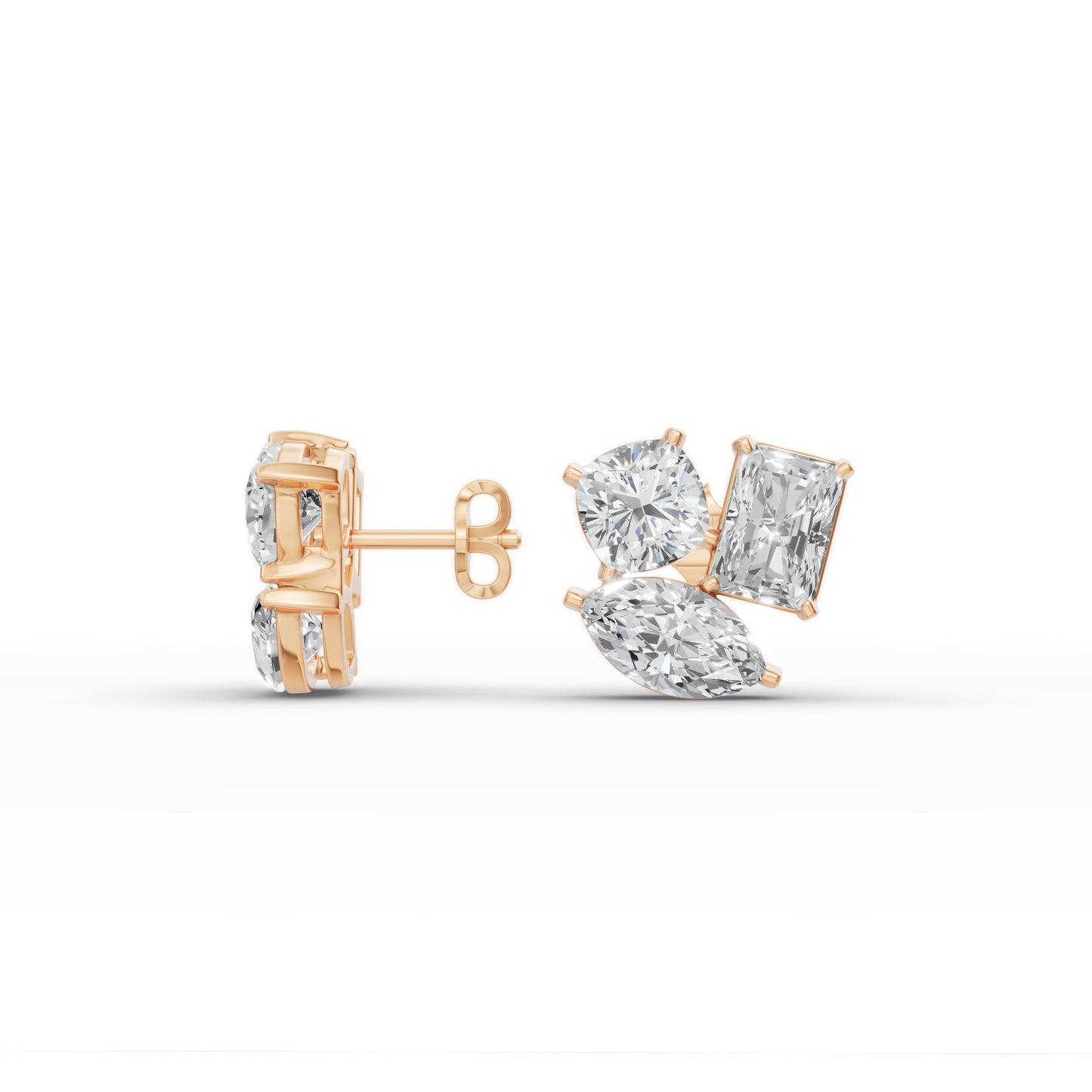 dddd Round Diamond Three Prong Solitaire Stud Earrings