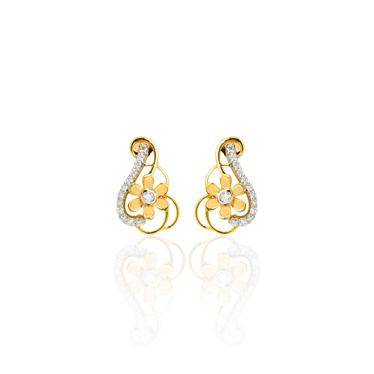 Floral Diamond Drop Earrings