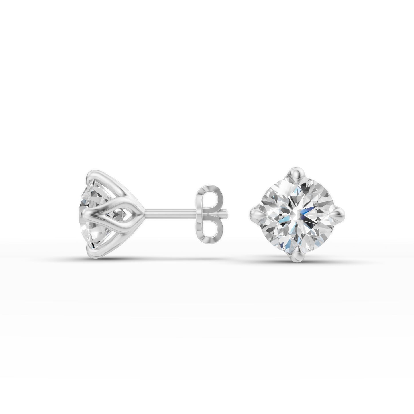 Round Diamond Tulip Setting Stud Earrings