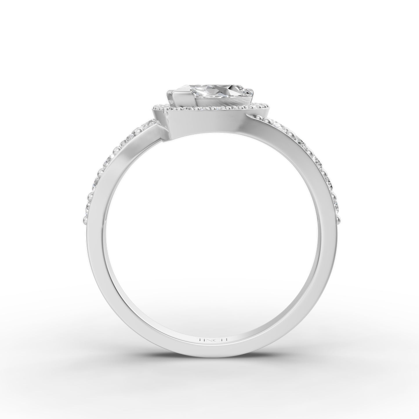 Marquise Oblique Halo Engagement Ring in Lab Grown Diamond