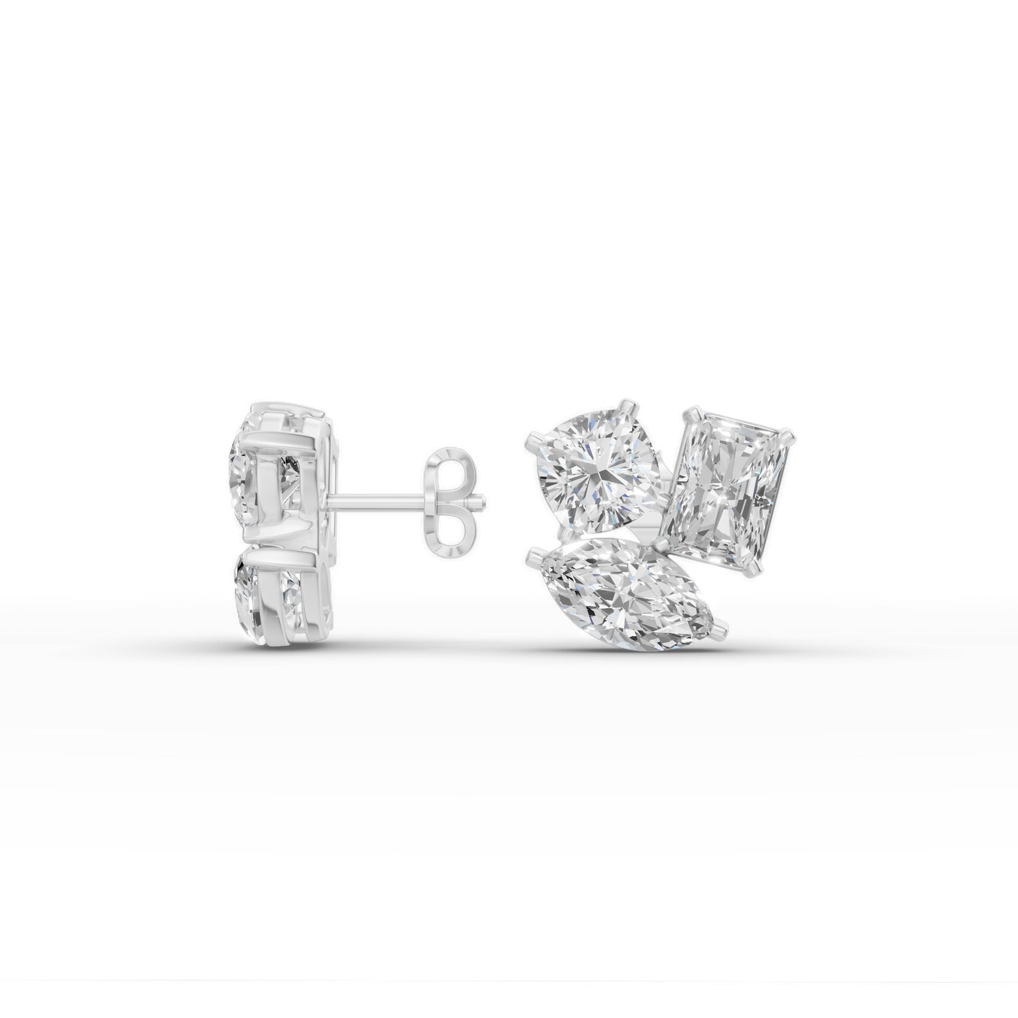 dddd Round Diamond Three Prong Solitaire Stud Earrings