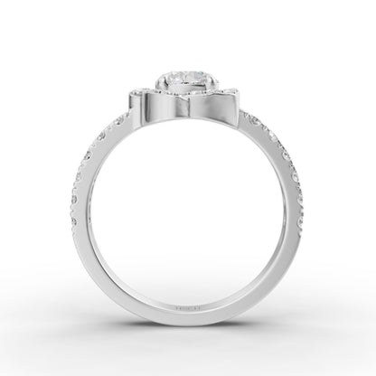 Round Solitaire Flora Halo Engagement Ring in Lab Grown Diamond