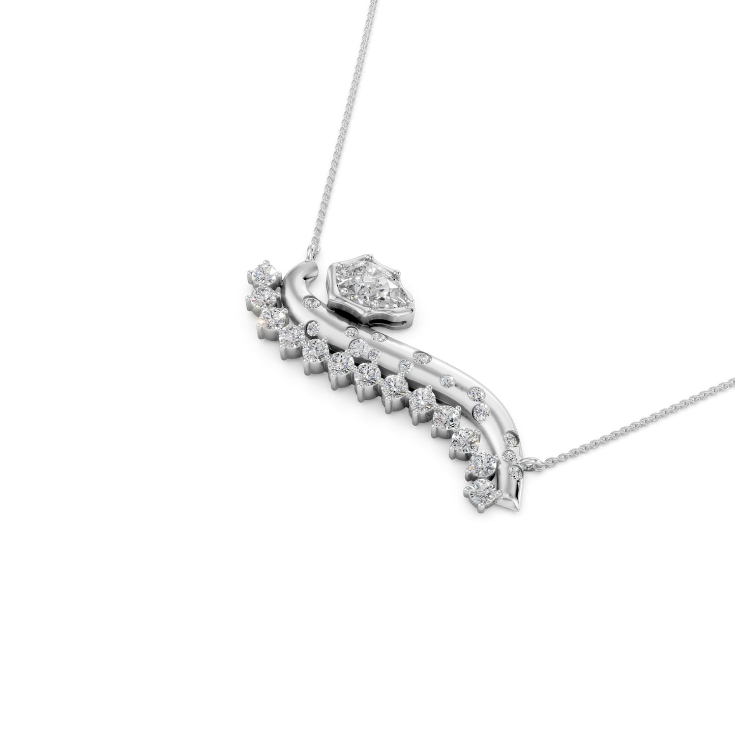 Crown Pear Galaxy Wave Necklace in Lab Grown Diamond