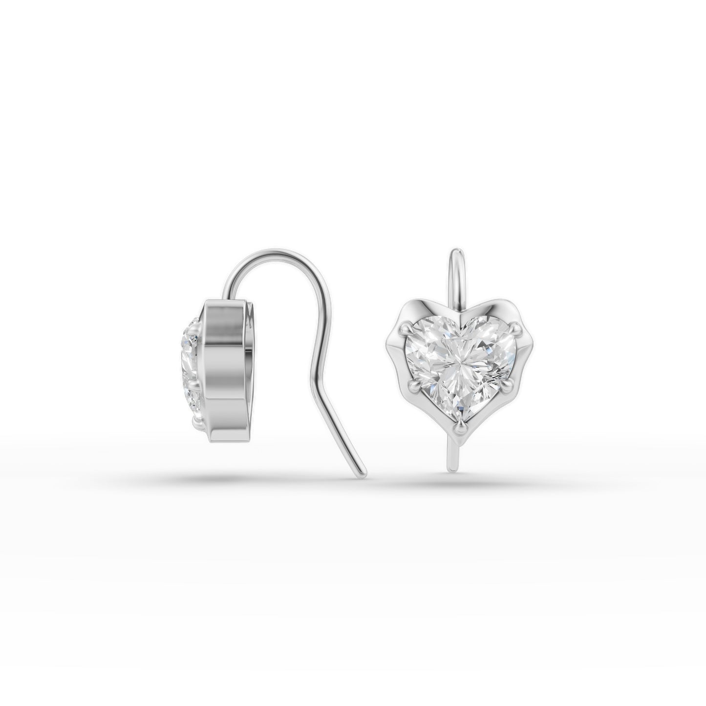 Heart Shape Diamond Hoop Earrings