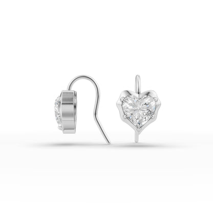 Heart Shape Diamond Hoop Earrings