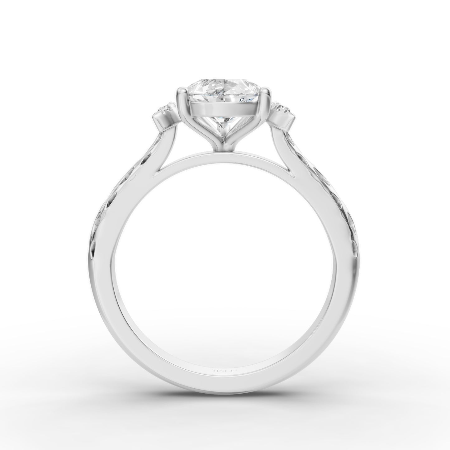 Crescent Pear Solitaire Engagement Ring in Lab Grown Diamond