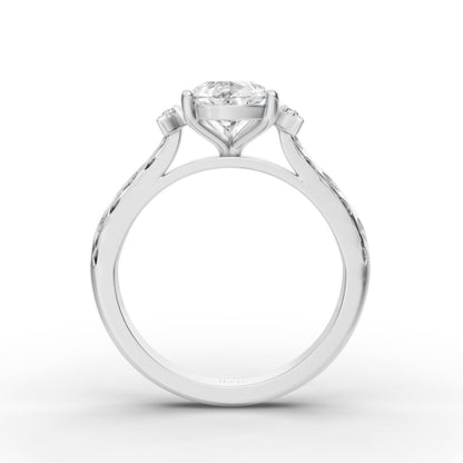 Crescent Pear Solitaire Engagement Ring in Lab Grown Diamond