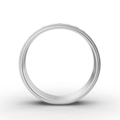 Half Channel Double Layer Men’s Engagement Ring in Lab Grown Diamond