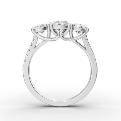 Three Round Stone Engagement Ring in Lab Grown Diamond