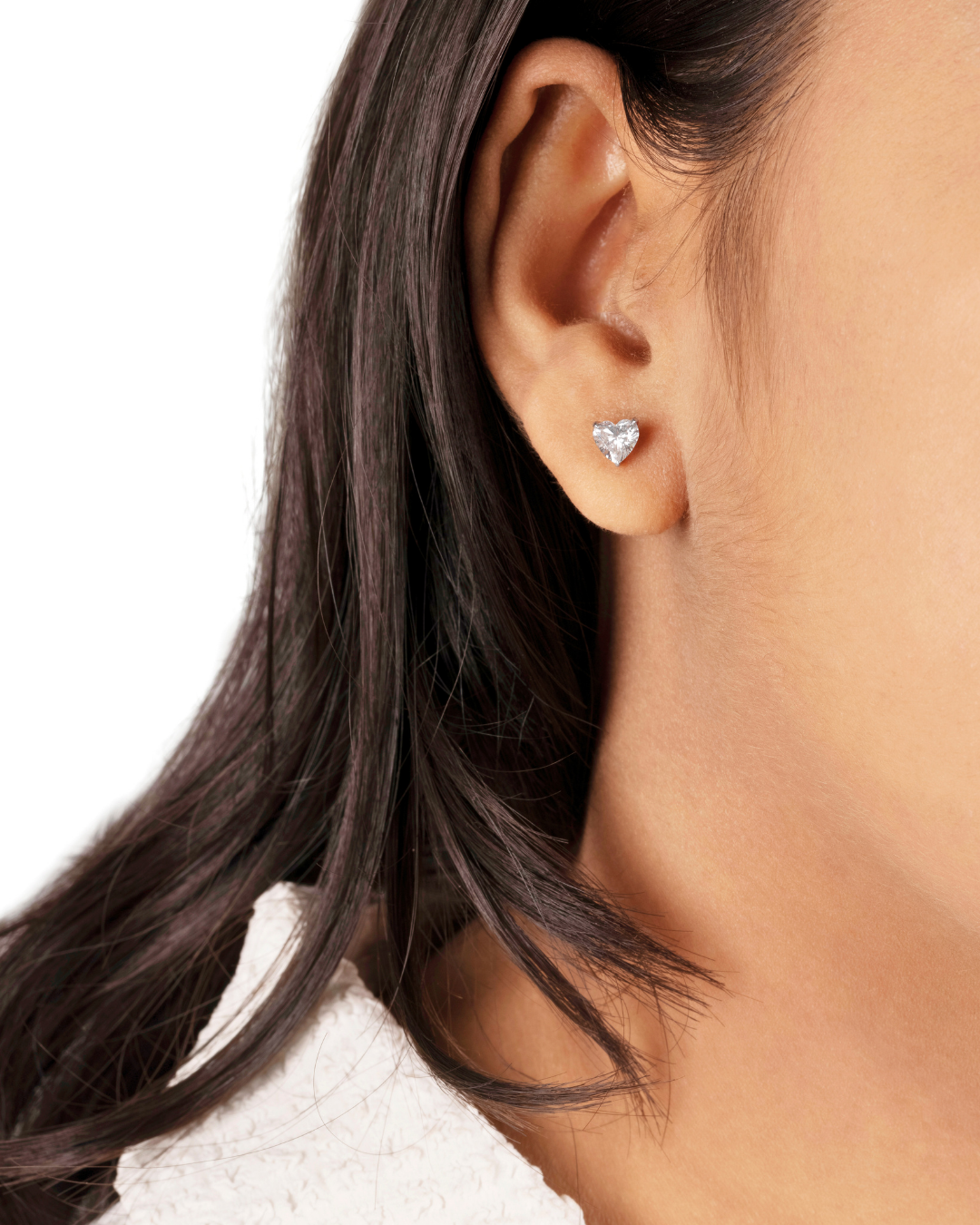 Heart Shape Diamond Solitaire Stud Earrings