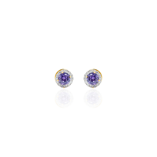 Round Gemstone Halo Stud Earrings