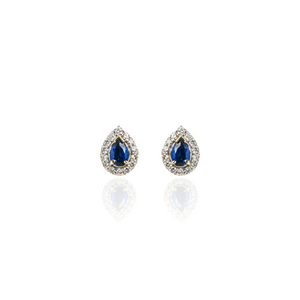 Pear Shape Gemstone Halo Stud Earrings