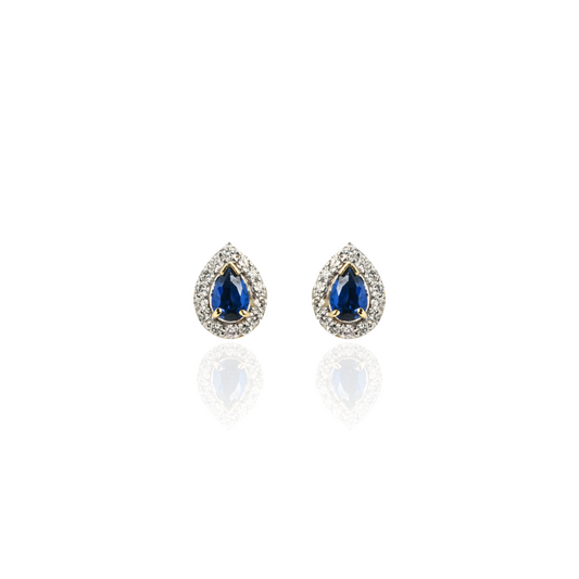 Pear Shape Gemstone Halo Stud Earrings