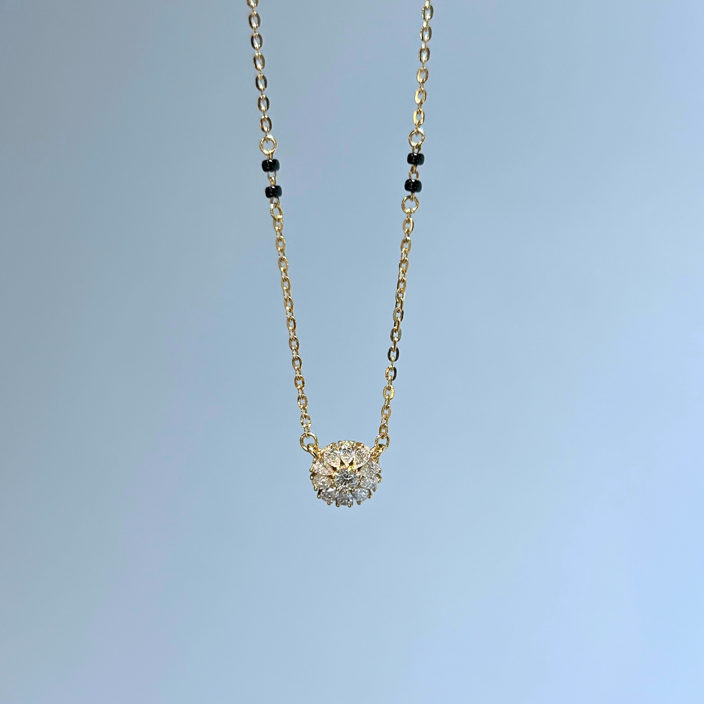Surya Diamond Mangalsutra - Gold Cluster Pendant Chain | Traditional Indian Jewelry