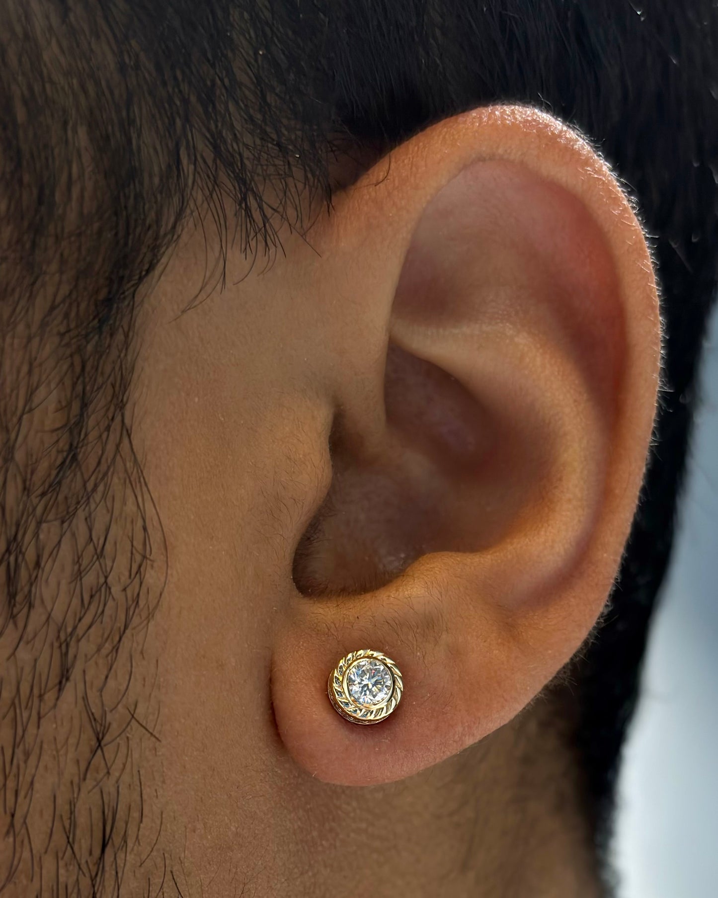 Men’s Round Solitaire Diamond Zen Stud Earrings