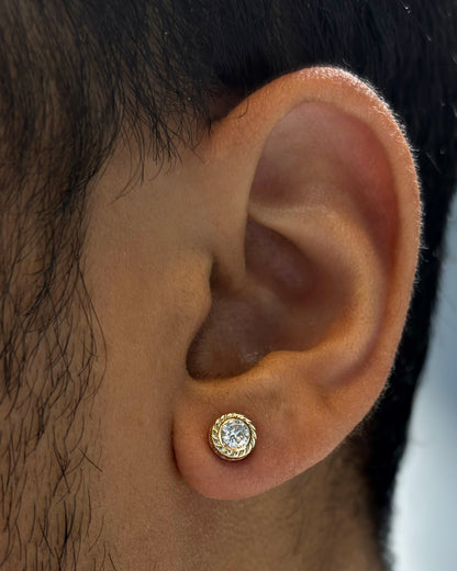 Men’s Round Solitaire Diamond Zen Stud Earrings