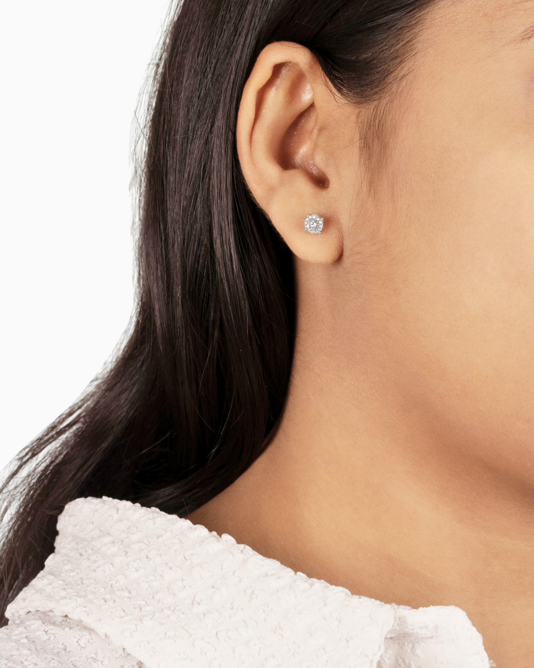 Round Diamond Halo Solitaire Stud Earrings