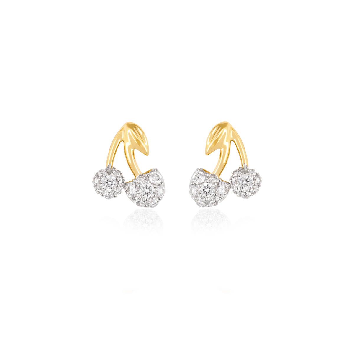 Diamond Cherry Lab-Grown Diamond Stud Earrings, IGI-Certified, 14K 18K Gold, front view