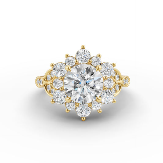 Heirloom Bloom Round Solitaire Engagement Ring in Lab Grown Diamond