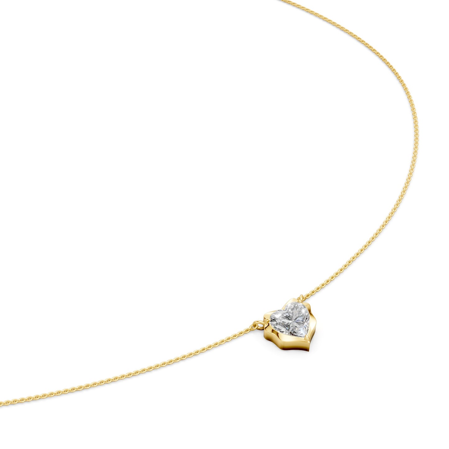 Crown Heart Solitaire Necklace in Lab Grown Diamond