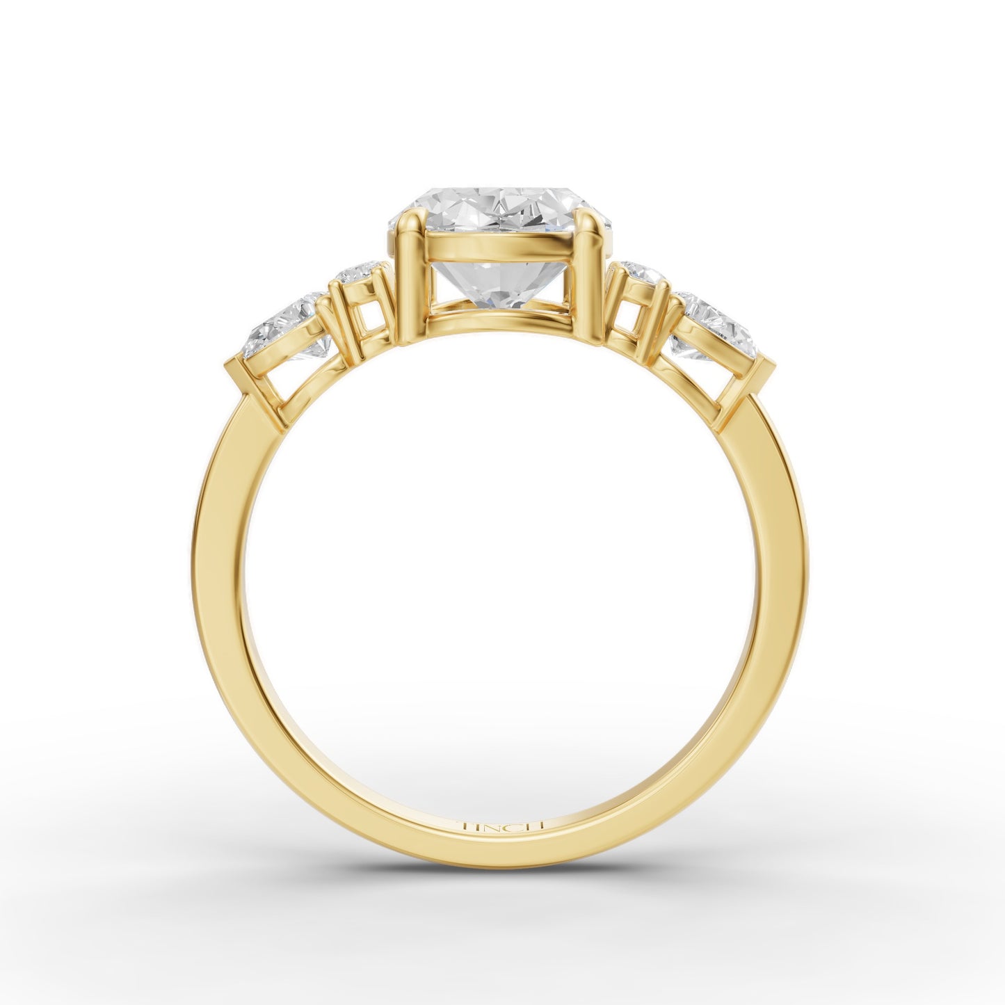 Yellow Sapphire Oval Birthstone Ring in Lab Grown Emerald