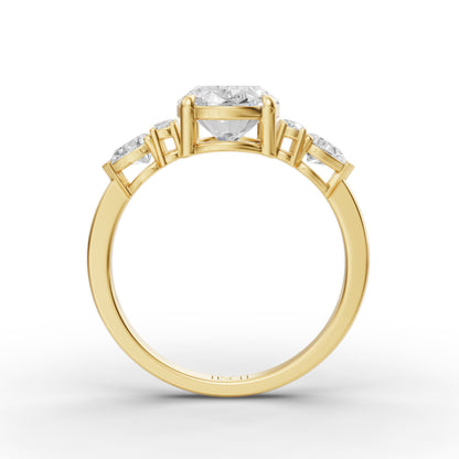 Yellow Sapphire Oval Birthstone Ring in Lab Grown Emerald