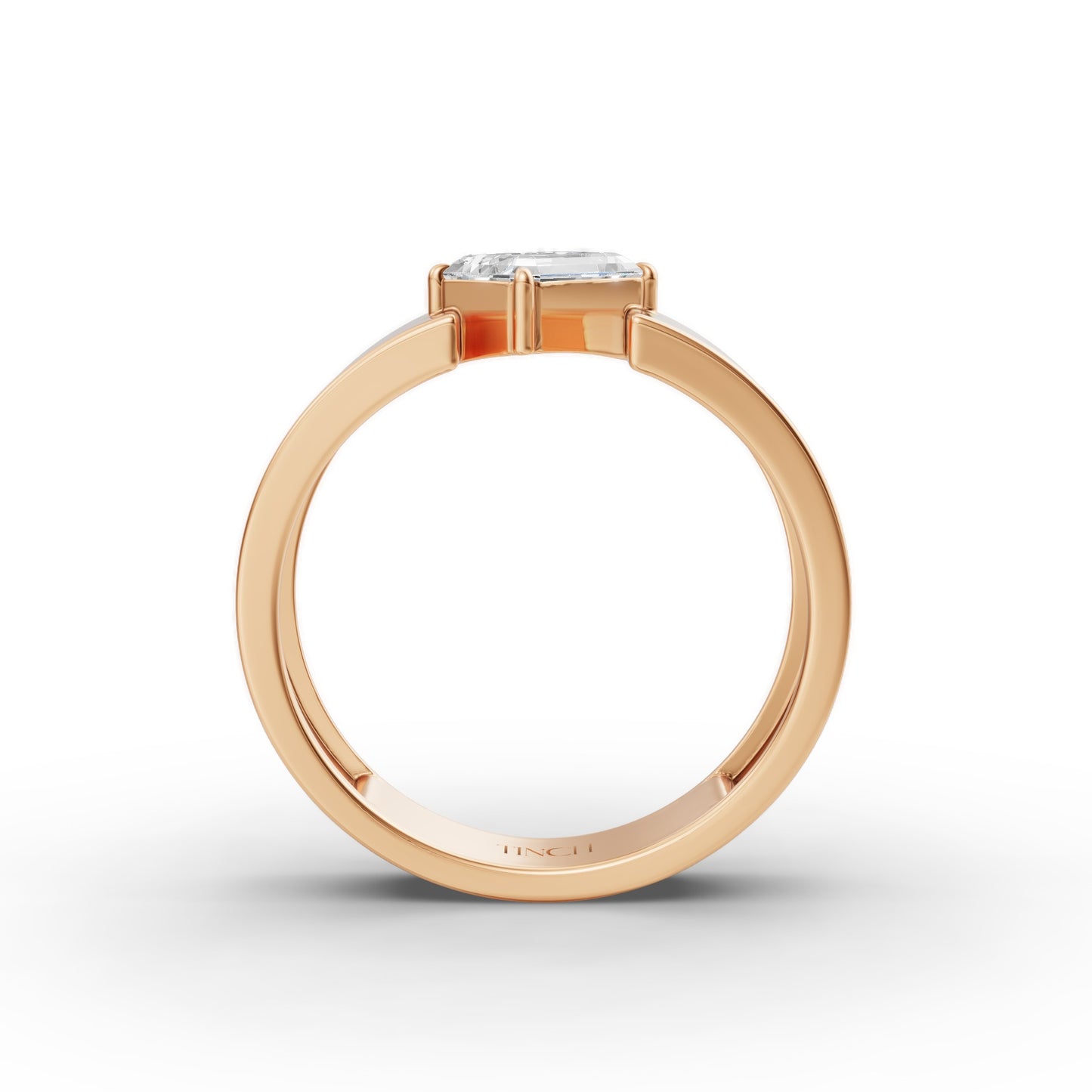 Oblique Emerald Men’s Engagement Ring in Lab Grown Diamond