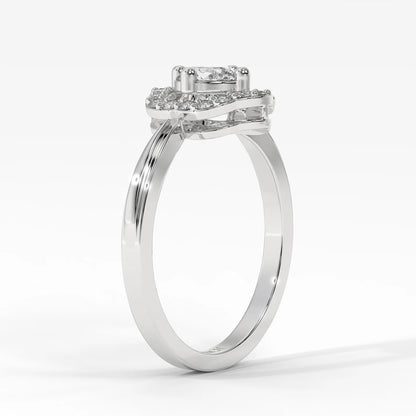 Round bloom halo ring, angled view