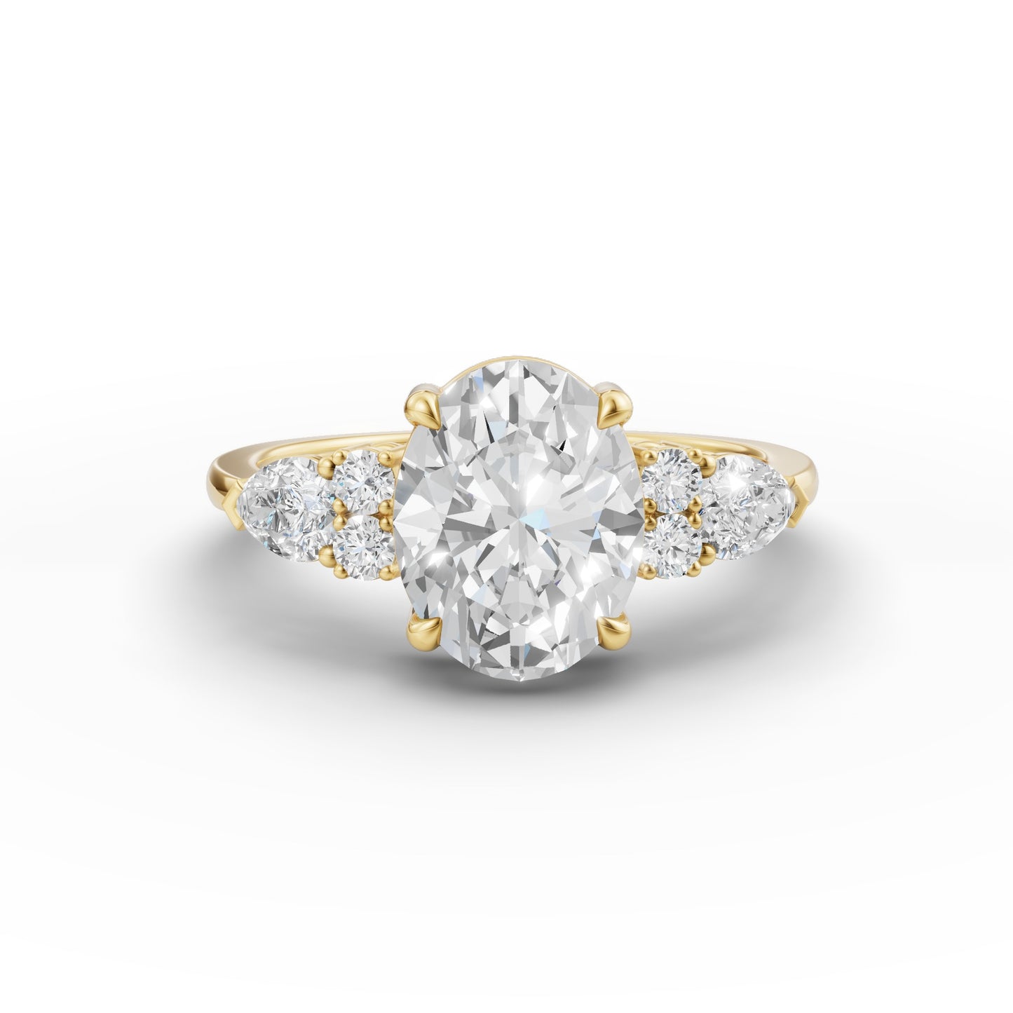 Yellow Sapphire Oval Birthstone Ring in Lab Grown Emerald