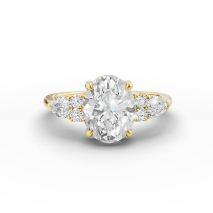Yellow Sapphire Oval Birthstone Ring in Lab Grown Emerald