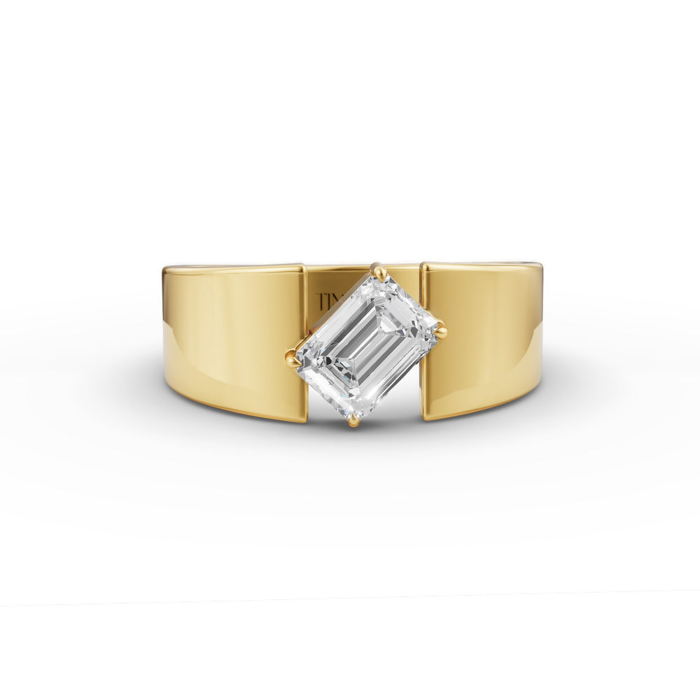 Oblique Emerald Men’s Engagement Ring in Lab Grown Diamond