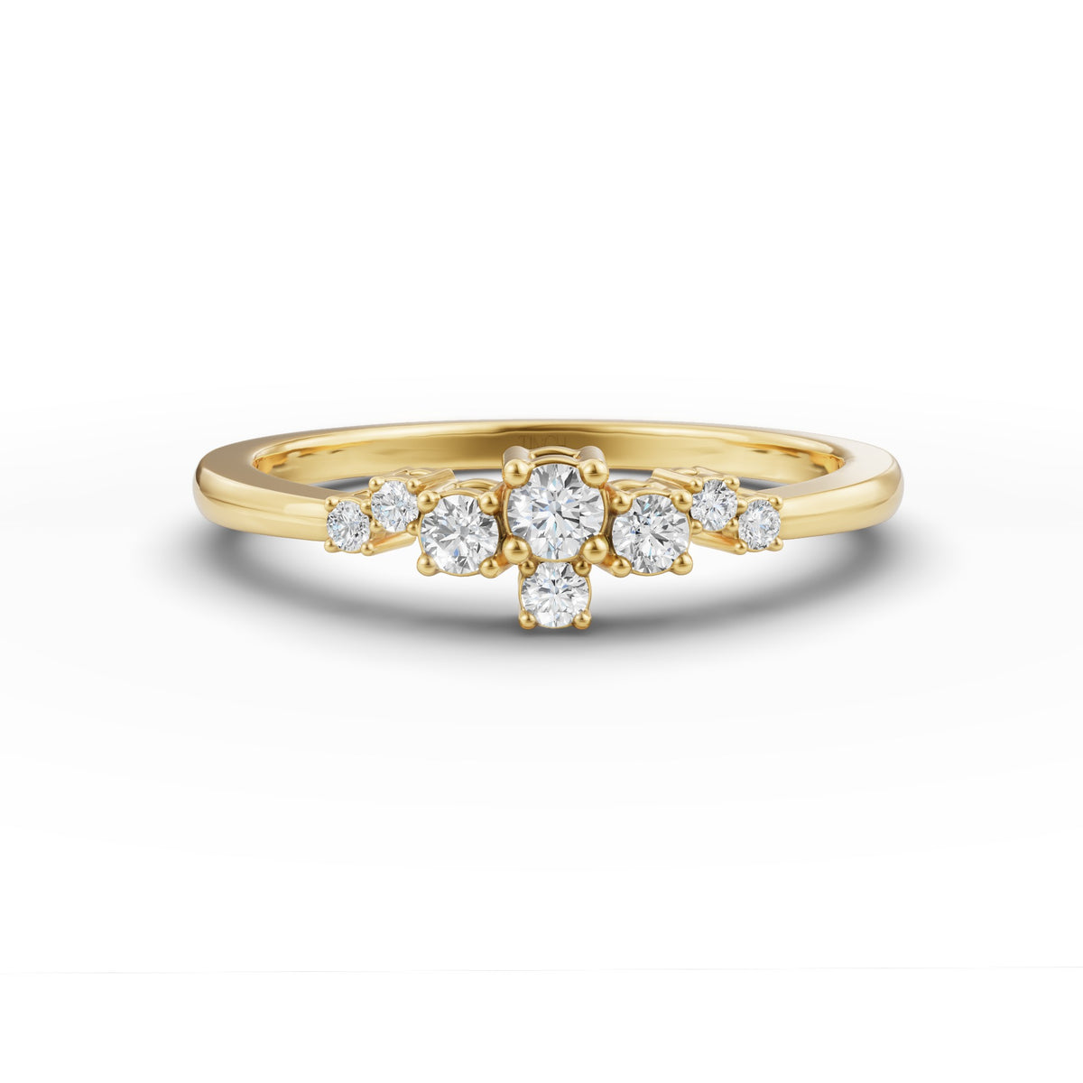 Petite Cluster Stack Lab-Grown Diamond Ring, IGI-Certified, 14K 18K Gold, front view