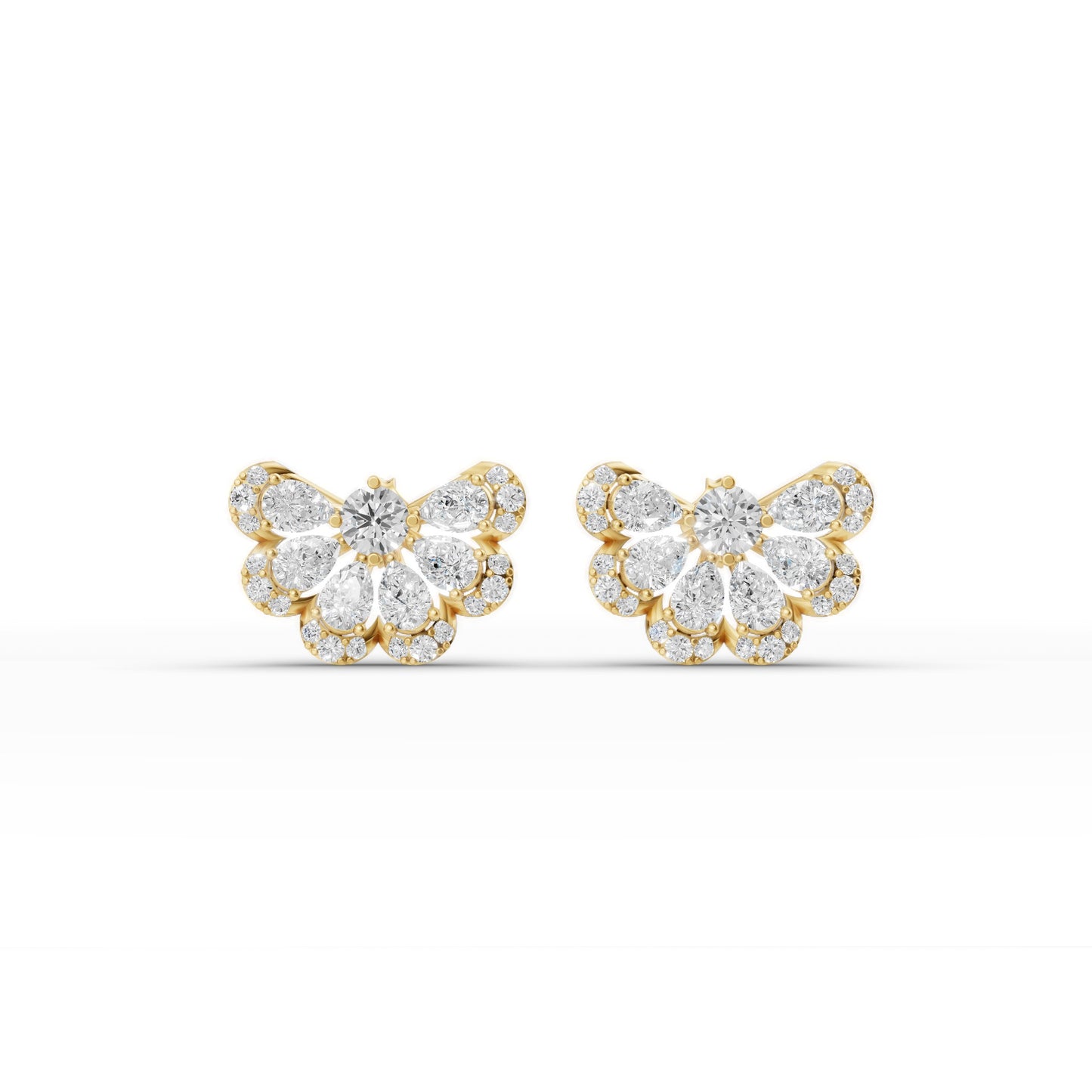 Half Flora Moon Diamond Stud Earrings