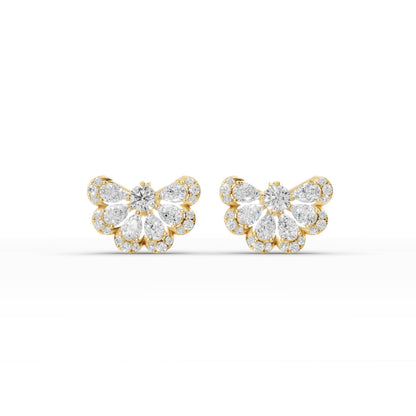 Diamond gold earrings for women bridal