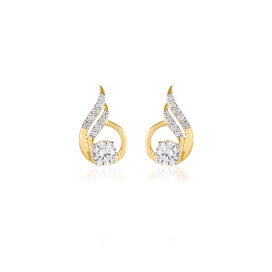 Flame Design Round Diamond Stud Earrings