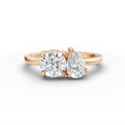 Round Pear Toi-Et-Moi Engagement Ring in Lab Grown Diamond