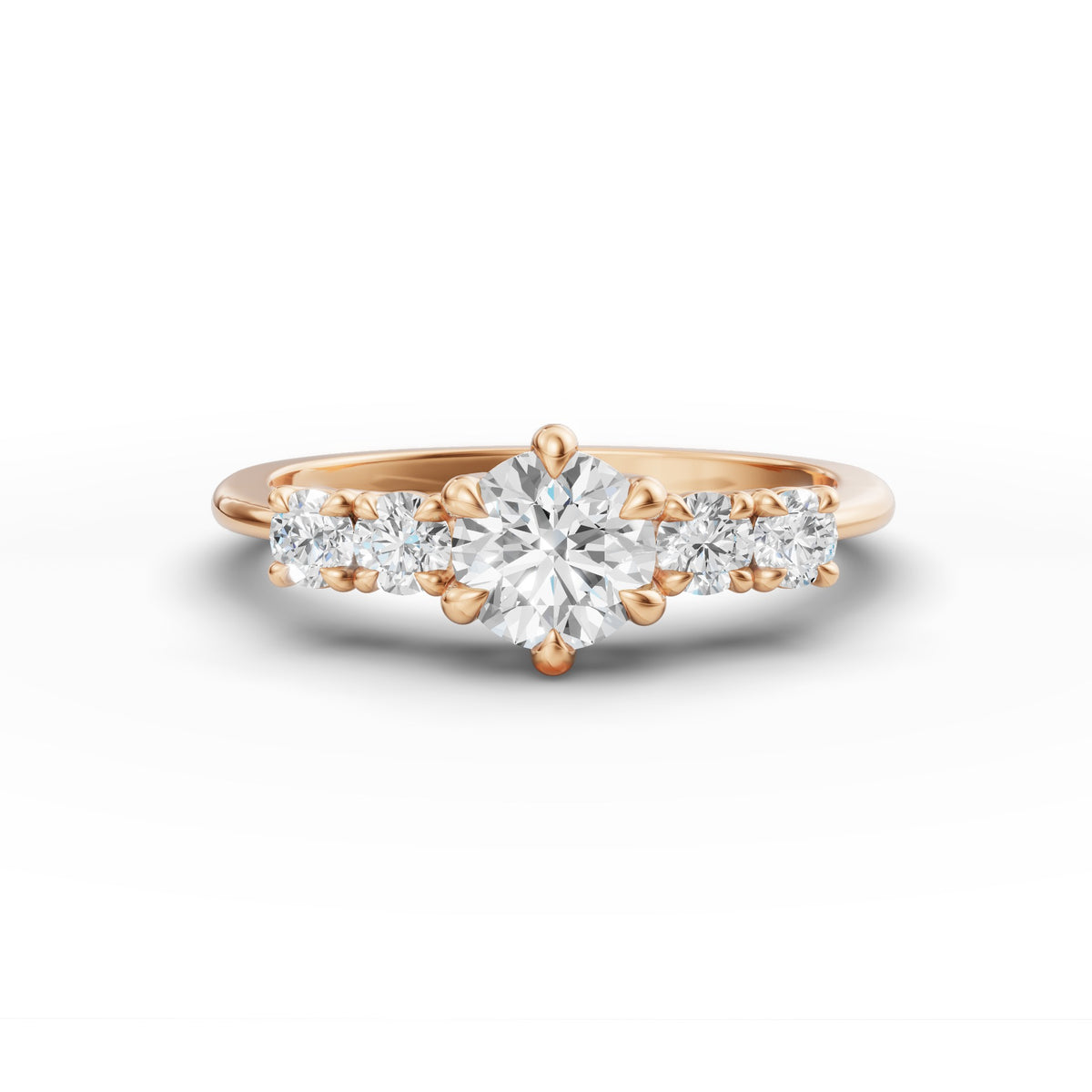 Petite Round Stack Ring, IGI-Certified, angled view