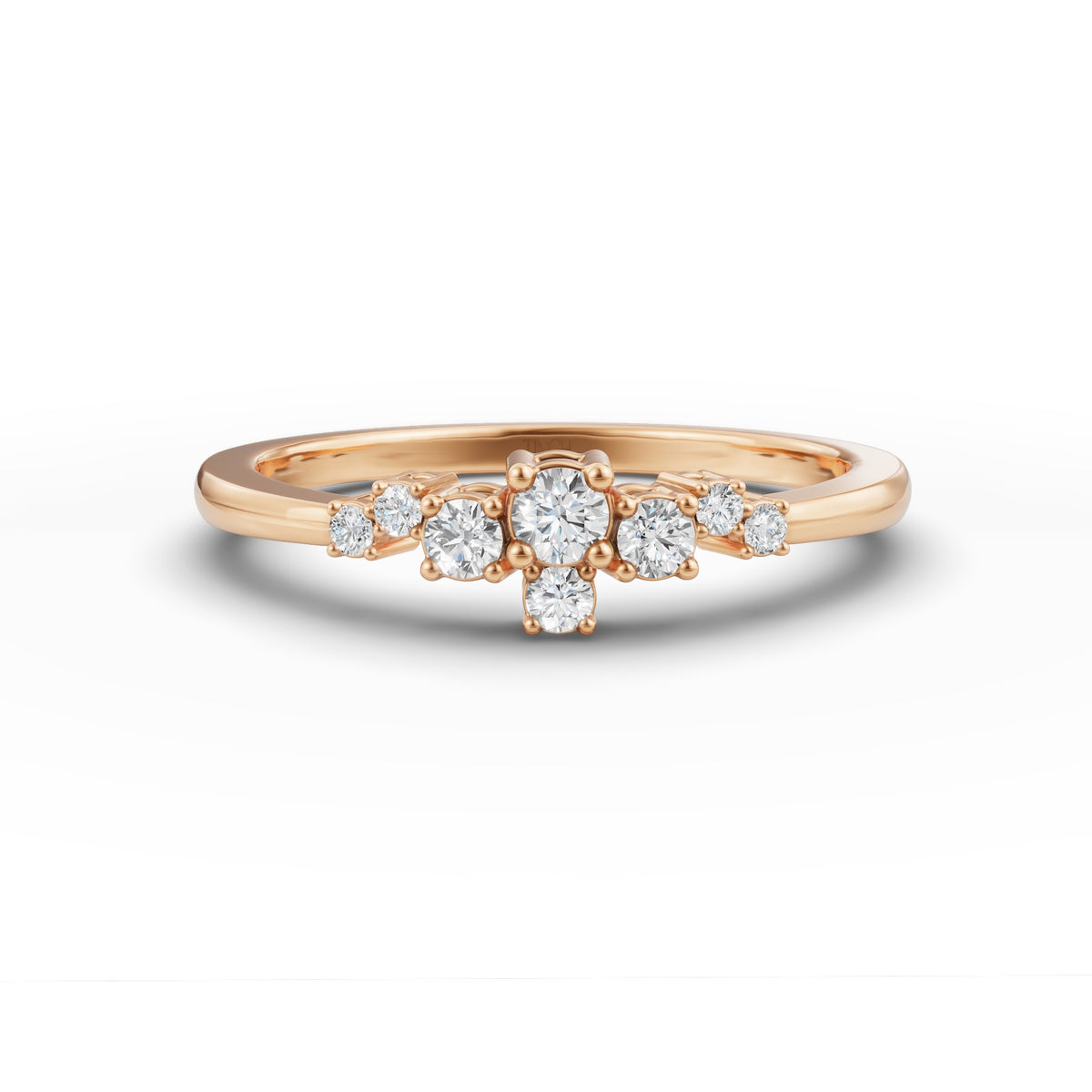 Petite Cluster Stack Ring, IGI-Certified, angled view