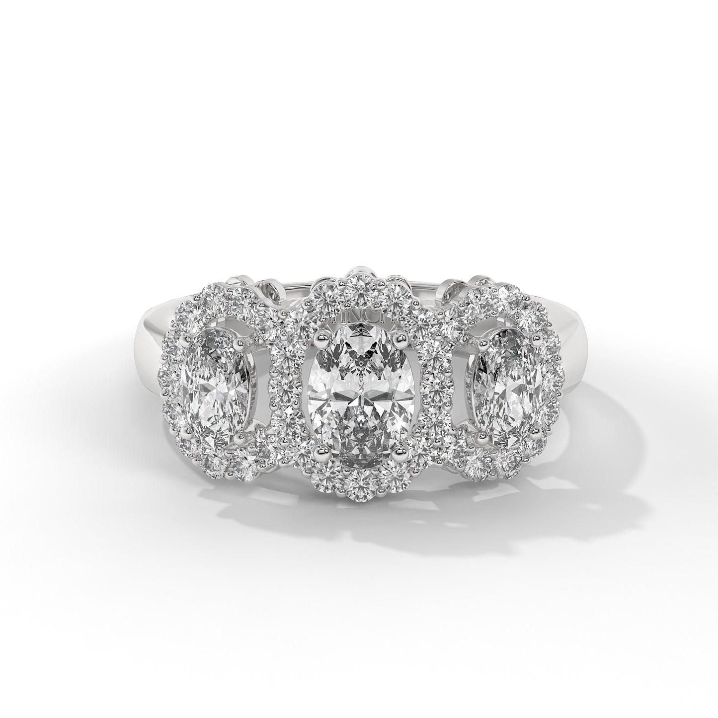 Three Stone Halo Ring