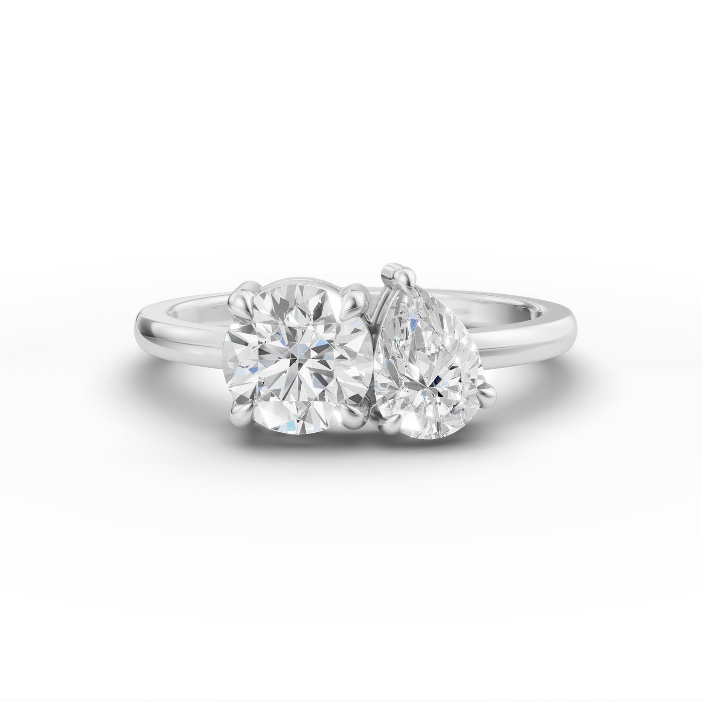 Round Pear Toi-Et-Moi Engagement Ring in Lab Grown Diamond