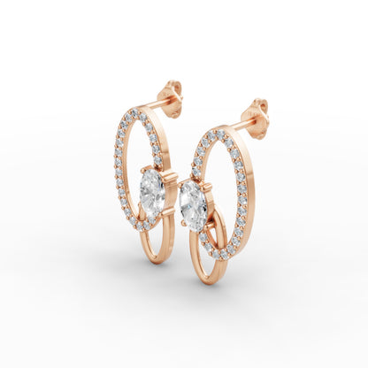Aarika Oval Diamond Drop Earrings