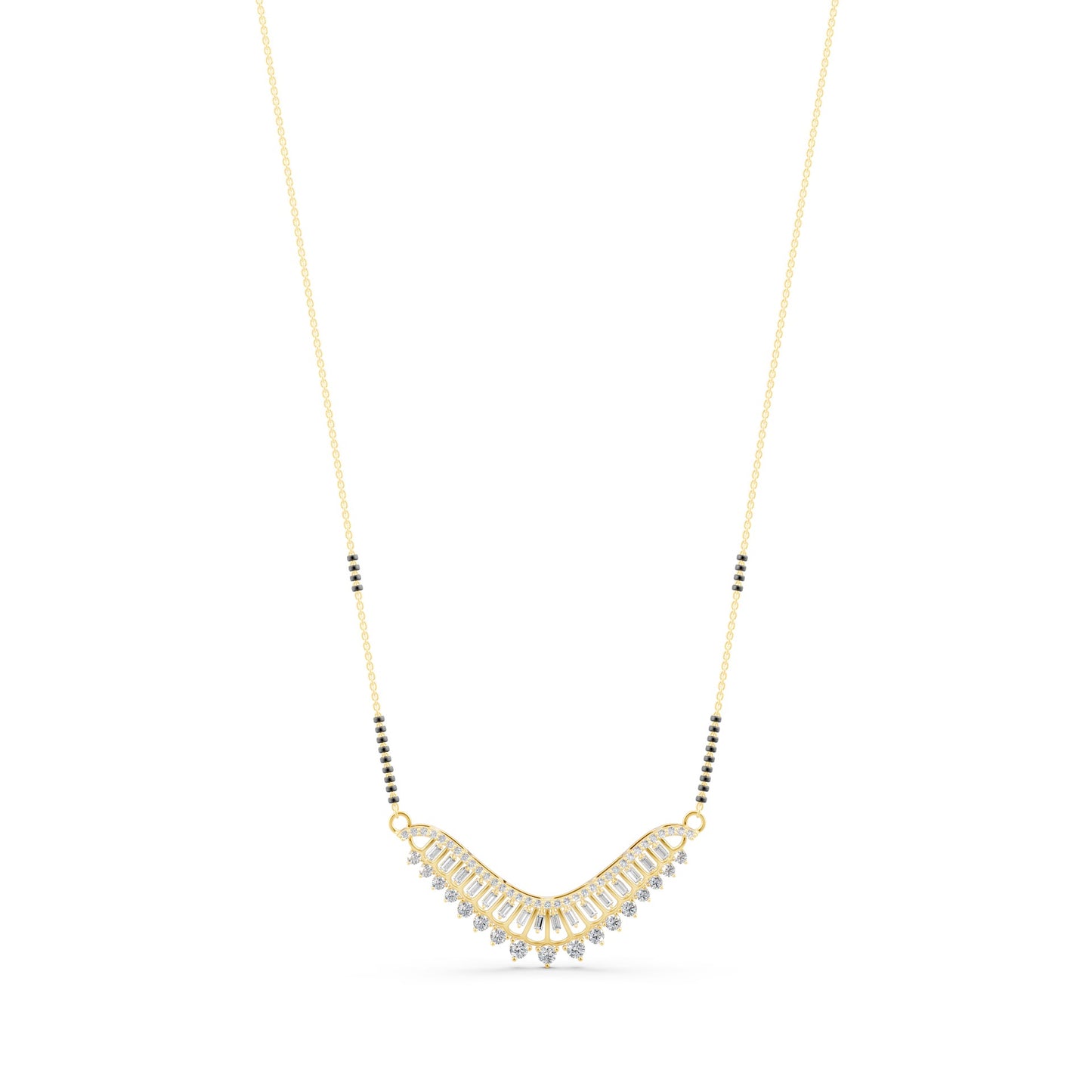Royal Crescent Baguette Mangalsutra in Lab Grown Diamond