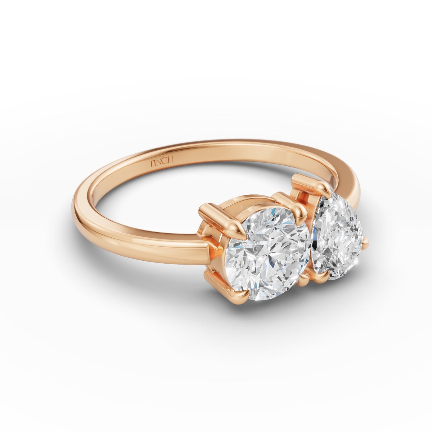 Round Pear Toi-Et-Moi Engagement Ring in Lab Grown Diamond
