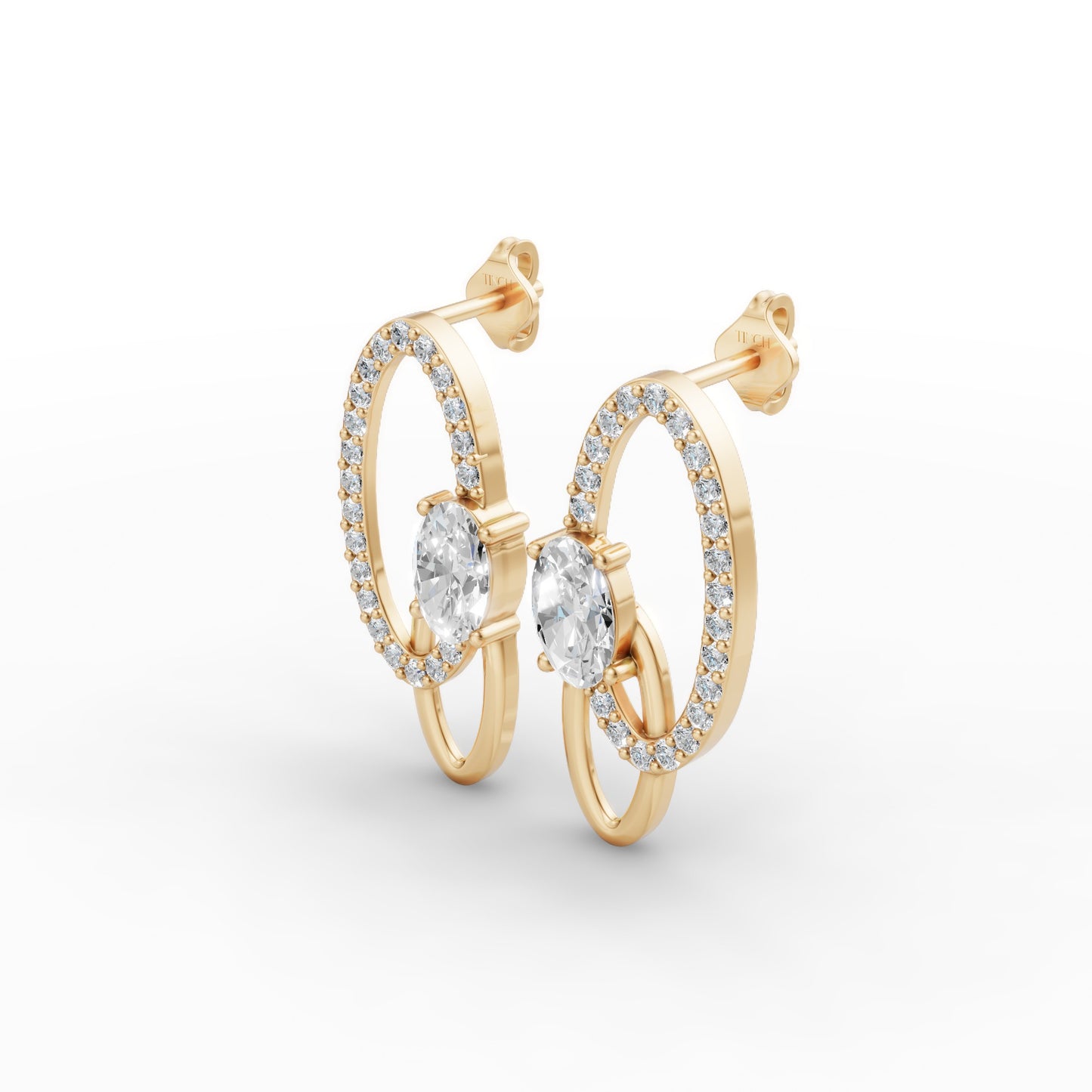 Aarika Oval Diamond Drop Earrings