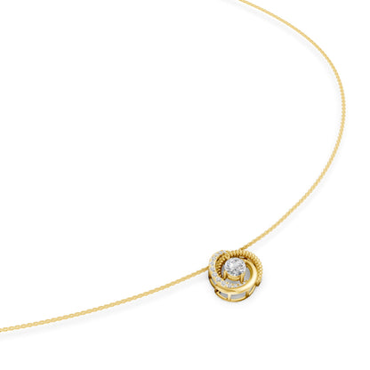 Twisted Border Round Solitaire Necklace in Lab Grown Diamond