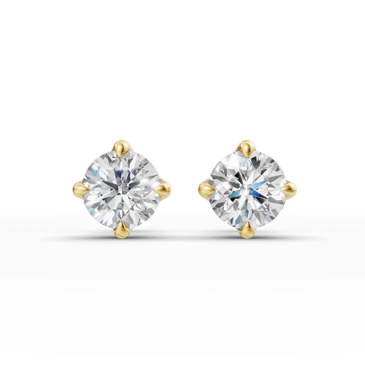 Round Diamond Tulip Setting Stud Earrings