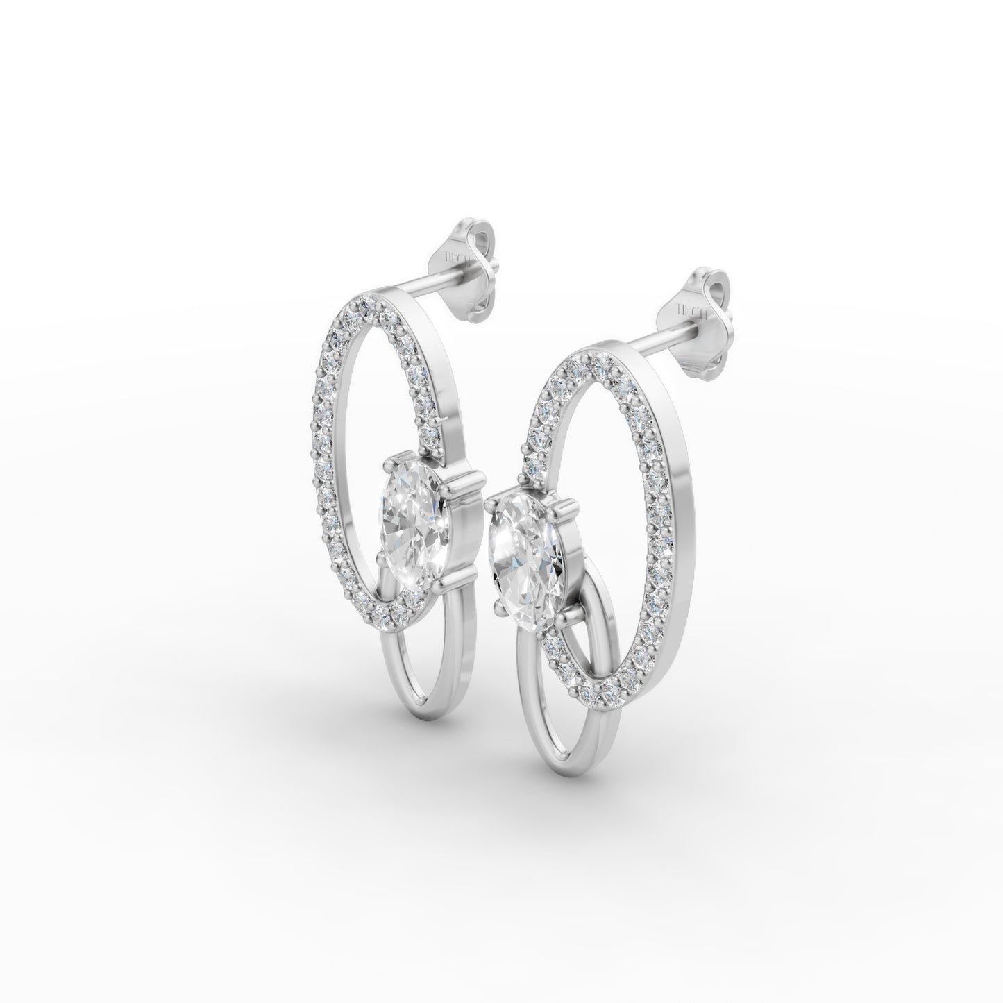 Aarika Oval Diamond Drop Earrings