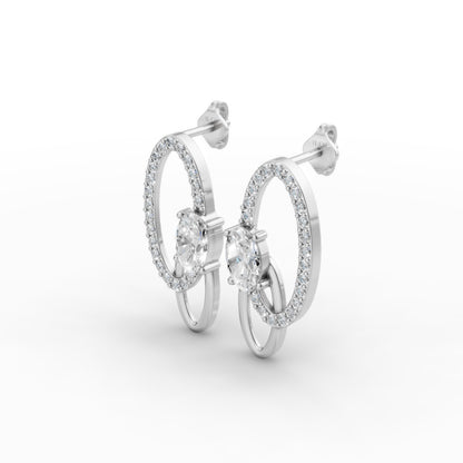 Aarika Oval Diamond Drop Earrings