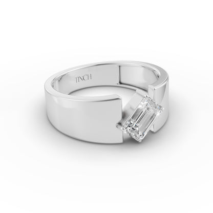 Oblique Emerald Men’s Engagement Ring in Lab Grown Diamond