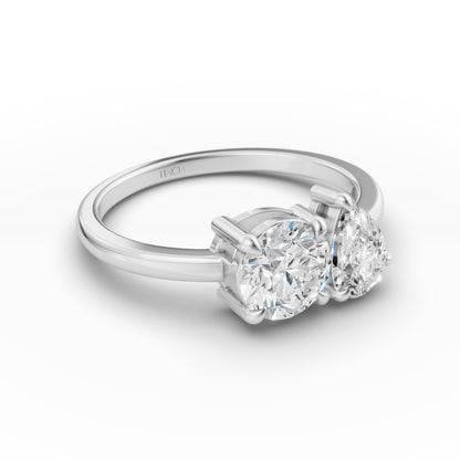 Round Pear Toi-Et-Moi Engagement Ring in Lab Grown Diamond
